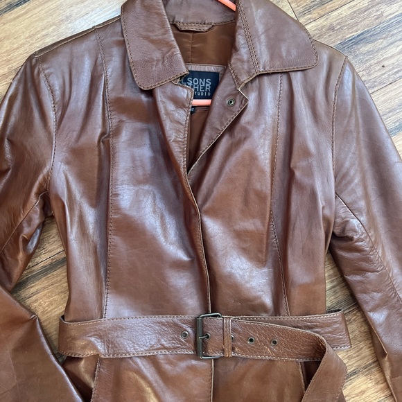 Wilsons genuine Leather Rich Brown Trench Coat - Picture 2 of 10
